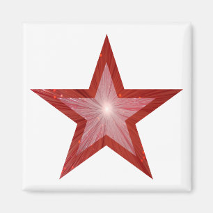 Rouge Star frigo aimant carré blanc