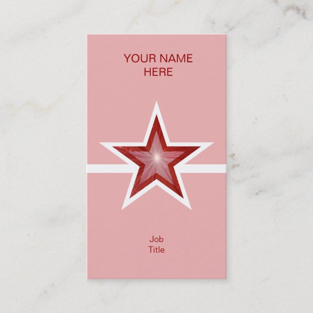 Rouge Star ligne blanche carte de visite rose vert (Devant)