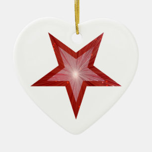 Rouge Star ornement forme coeur blanc