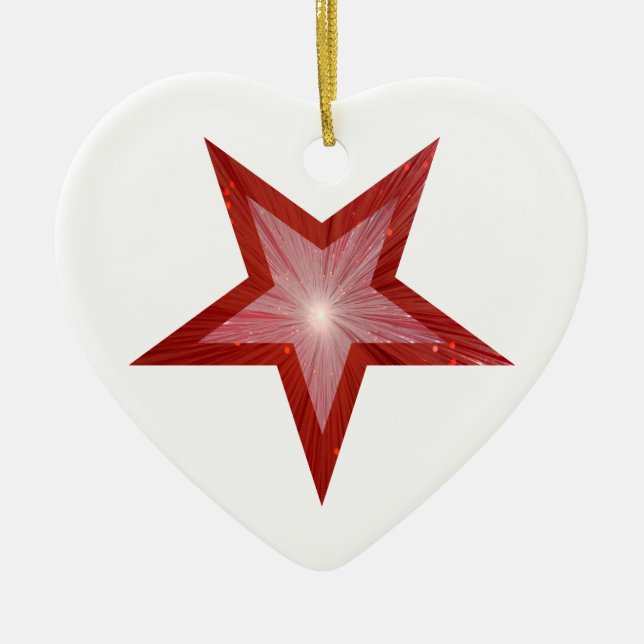 Rouge Star ornement forme coeur blanc (Devant)