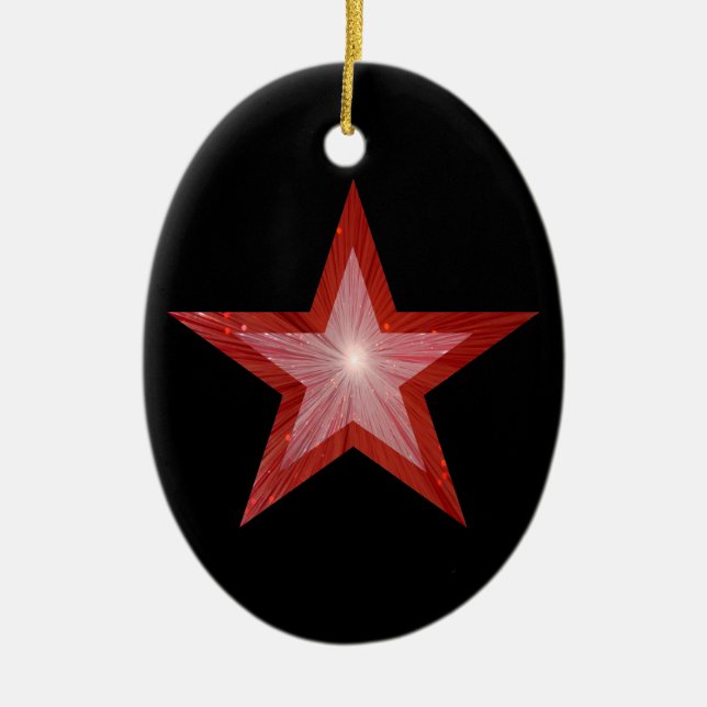 Rouge Star ornement forme ovale noir (Devant)
