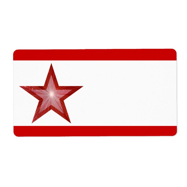 Rouge Star rayé étiquette grand blanc plaine (Devant)