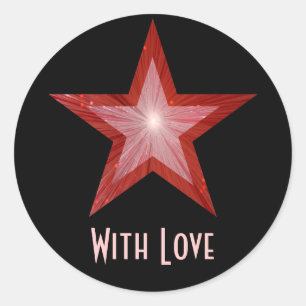 Rouge Star 'With Love'' autocollant rond noir