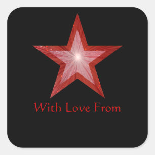 Rouge Star 'With Love From'' carré autocollant noi