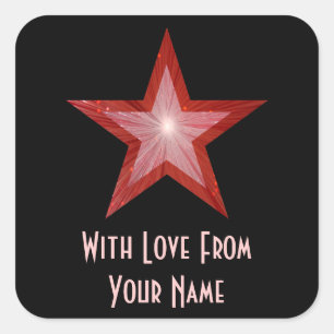 Rouge Star 'With Love From'' carré autocollant noi