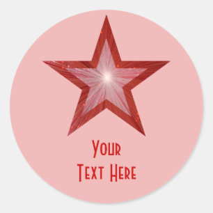 Rouge Star 'Your Text' rond autocollant rose pâle