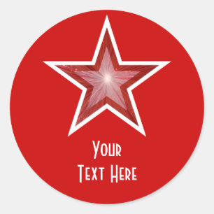 Rouge Star 'Your Text' rouge autocollant rond