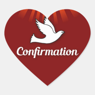 Rouge, Sticker Coeur, Confirmation, Dove, Rayons