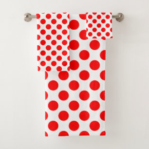 Rouge sur blanc Grand format Pois Serviette de bai