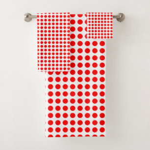 Rouge sur blanc Pois horizontaux de taille moyenne