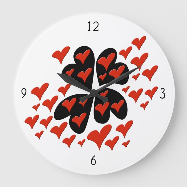 Rouge sur les coeurs noirs Grande horloge (Recto)