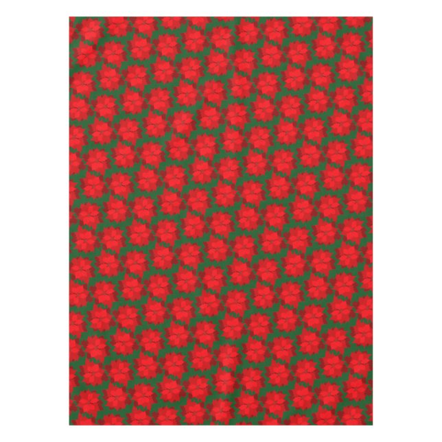 Rouge sur vert poinsettia florale nappe de vacance (Devant)