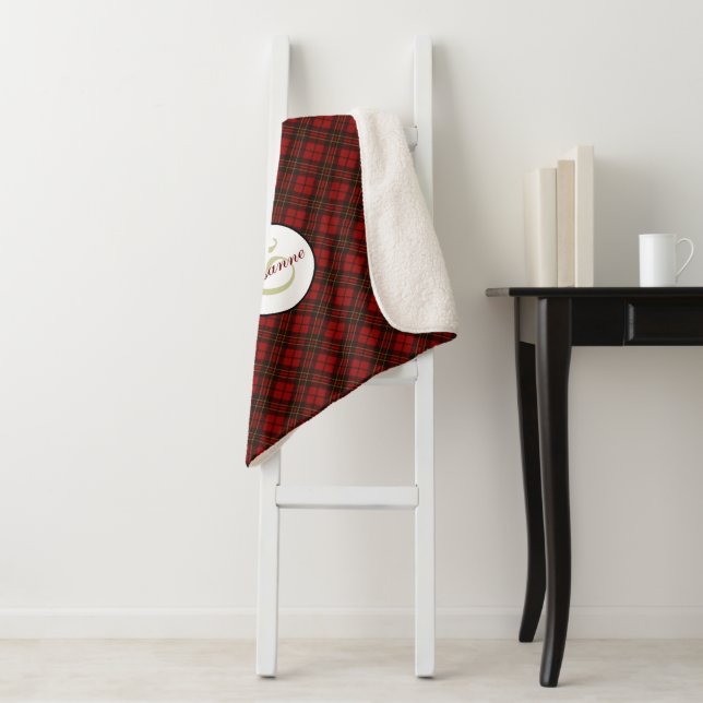 Rouge tartan Noël plaid hiver motif Monogramme (En situation)