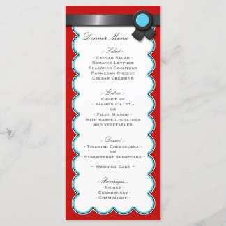 Rouge & Turquoise, Noir Ruban Mariage Accueil Menu