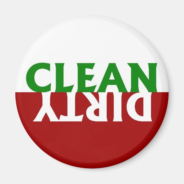 Rouge vert Clean Lave-vaisselle Magnet (Devant)