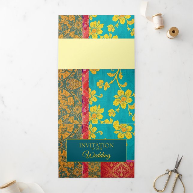 Rouge vert couleur ORIENTAL - Carte d'invitation (Extérieur)