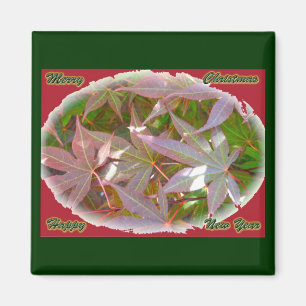 Rouge Vert érable Feuilles Noël Nouvel An Magnet