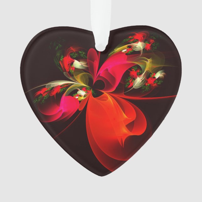 Rouge Vert Floral Moderne Art Abstrait Motif #02 (devant)