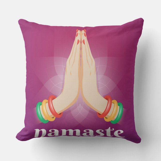Rouge Vert Jaune Vin Namaste Oreiller (Recto)