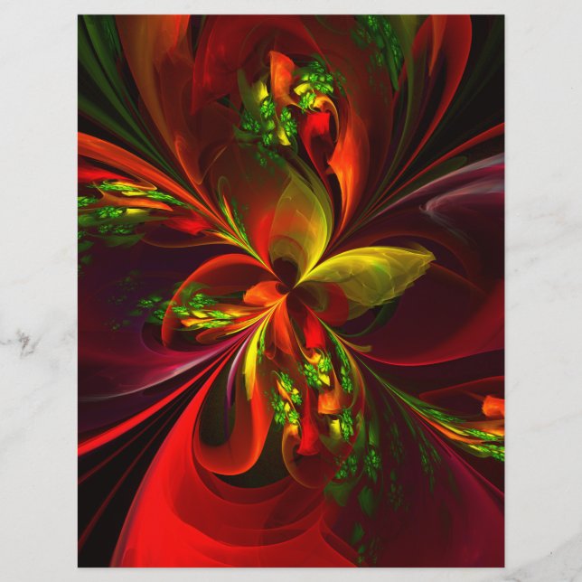 Rouge vert moderne Floral Abstrait Art Motif #05 (Devant)