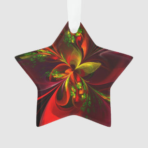 Rouge vert moderne Floral Abstrait Art Motif #05