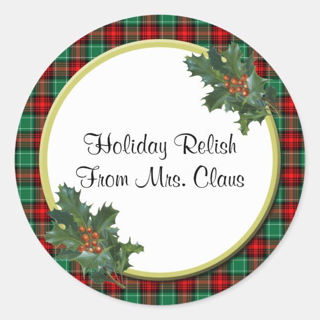 Rouge vert Plaid avec Stickers Holly Custom Holida (Devant)