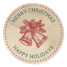 Rouge vert Vintage Jingle cloches Étiquettes de No