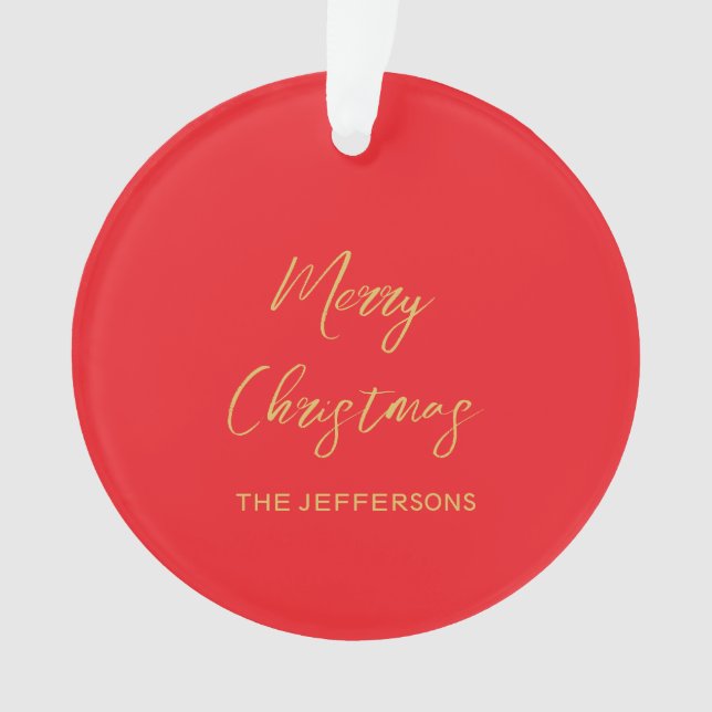 Rouge vif et couleurs or Joyeux Noël recto verso (devant)