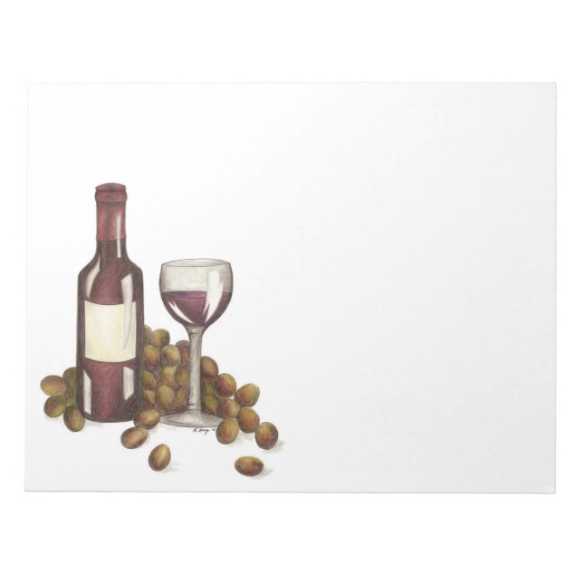 Rouge Vin Verre Bouteille Vin Bar Cadeau Bloc-note (Devant)