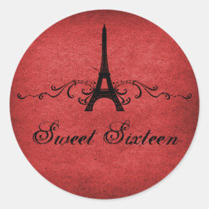Rouge Vintage Français Flourish Sweet 16 Stickers