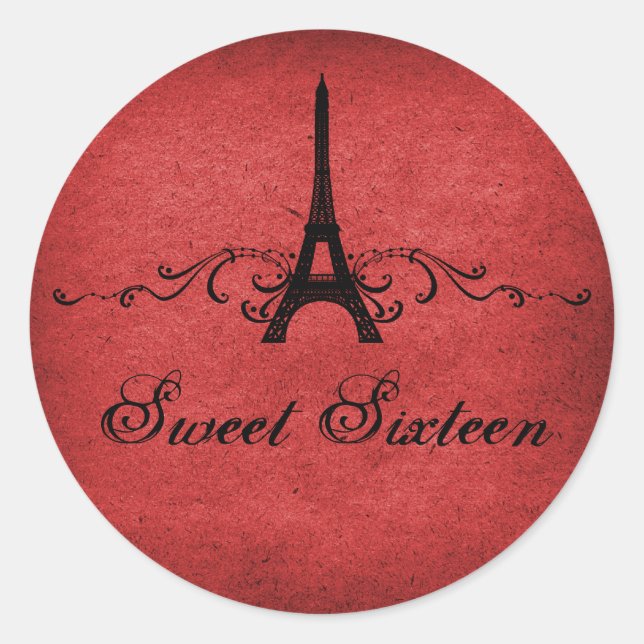Rouge Vintage Français Flourish Sweet 16 Stickers (Devant)