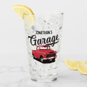 Rouge Vintage Nom du camion Tumbler en verre perso