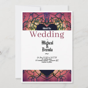 Rouge, violet faire-part de mariage