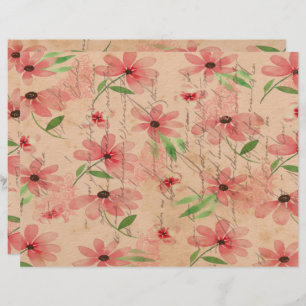 Rouge Watercolor Champ de marguerite Vintage