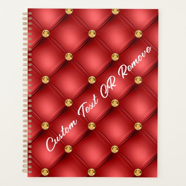 Rouges Diamant Tufté Tufted Custom Text Planner (Devant)