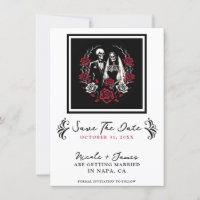 Rouges & Noires Roses Blanches Squelette Carte de