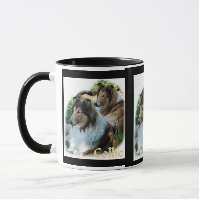 Rough Collie Art Cadeaux Mugs (Gauche)
