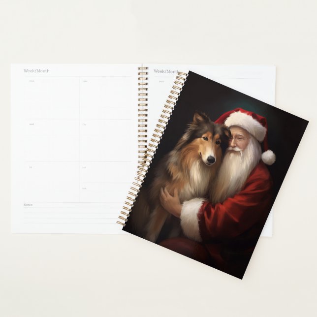 Rough Collie Avec Noël Festif Du Père Noël (Devant avec enveloppe)