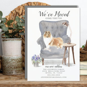 Rough Collie Chien Nous avons Déménagé Faire-part