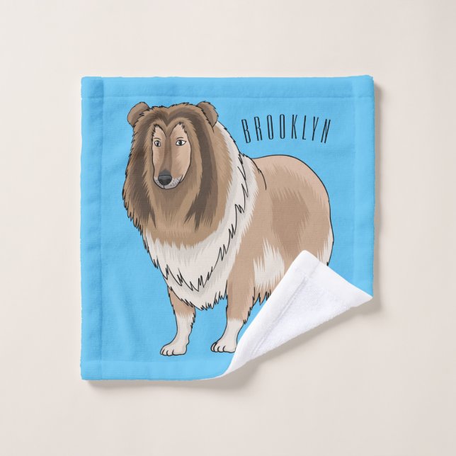 Rough collie dog cartoon illustration (Gant de toilette)