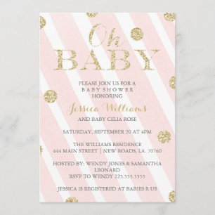 Rougissent des invitations de baby shower de rose