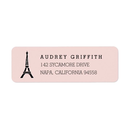 Rougissent l'adresse de retour de Tour Eiffel rose Étiquette D’adresse Retour