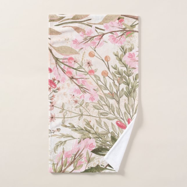 Rougissent l'aquarelle de corail rose de vert (Serviette à main)