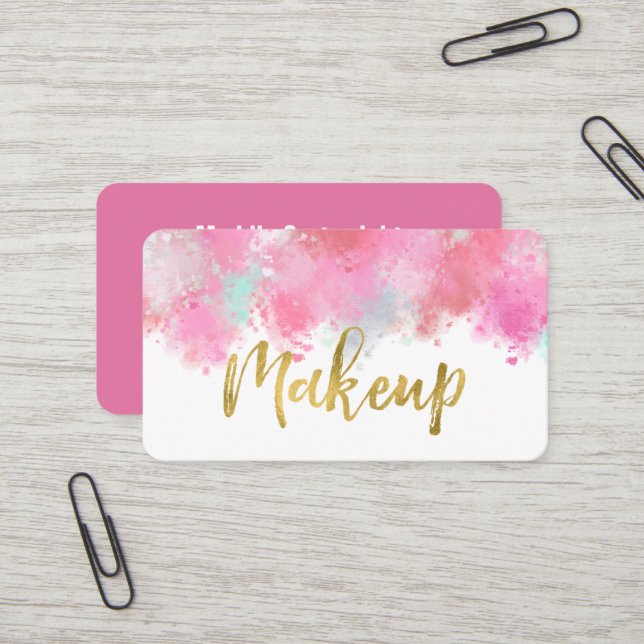Rougissent le carte de visite de maquillage écrasé (Devant/Arrière en situation)