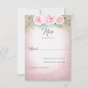 Rougissent RSVP les épousant floraux roses