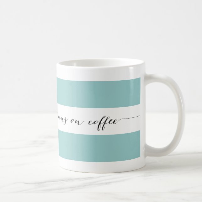 Roule sur tasse à café rayé, aqua (Droite)
