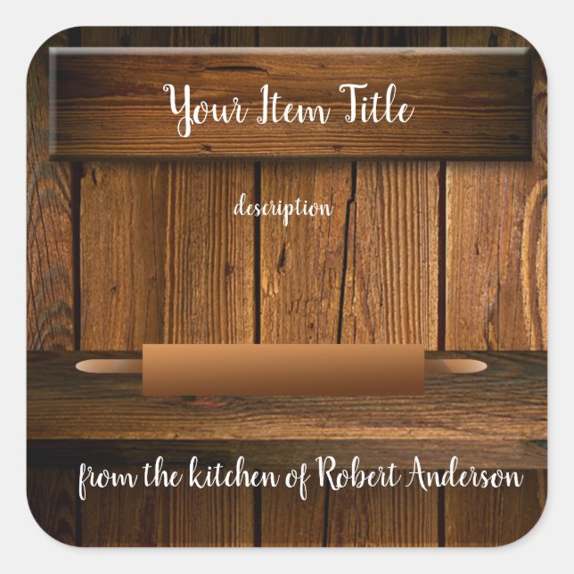 Rouleau à pâtisserie en bois rustique Étiquette de (Devant)