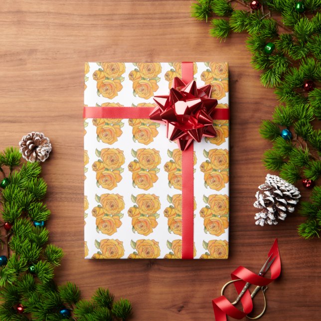 Rouleau de papier cadeau Roses Tangerine (Cadeau de vacances)