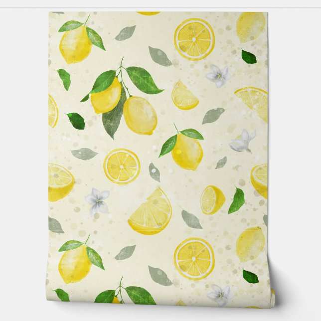 Rouleaux de papier peint joyeux et gais au citron (Déroulement)