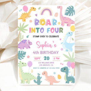 Rouler dans quatre Dinosaures 4e Invitation annive